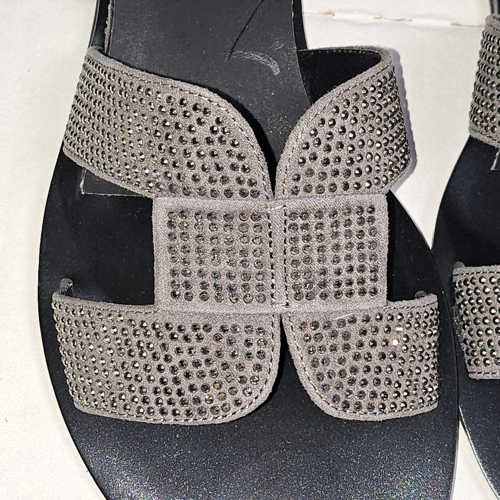Judith Ripka Sloane Pewter Rhinestone Embellished Slide Sandals A276371 Size 5M - Picture 8 of 10